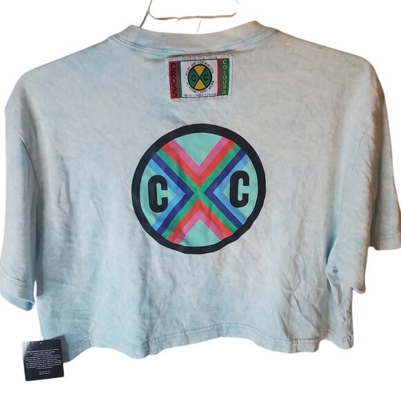 Cross Colours Light Blue Wash Crop Tee Shirt, NWT, XL - Picture 3 of 6